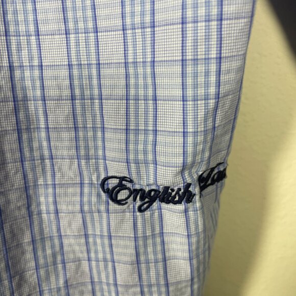 English Laundry by Christopher Wicks Plaid Blue Button-Up Shirt Cotton 17 34/3 - Picture 5 of 6